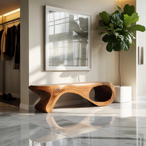 Artistic Sculptural Organic Bench For Entryway Decor