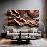 Layered Wave Wall Sculpture With Abstract Circles For Living Room
