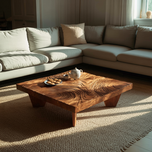 Handcrafted Live Edge Solid Wood Coffee Table For Living Room