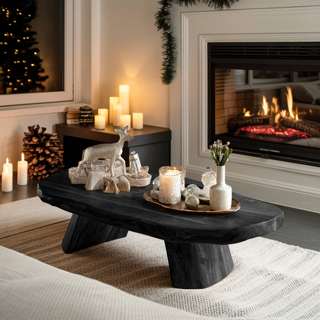Modern Farmhouse Solid Wood Coffee Table For Holiday Entryway