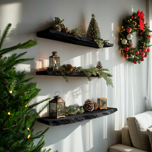 Handcrafted Solid Wood Floating Shelf For Festive Entryway Design