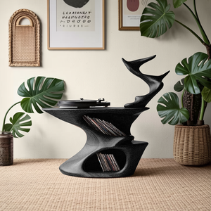 Rustic Live Edge Record Stand For Entryway