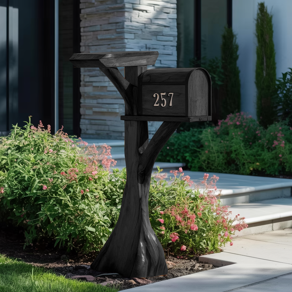 Modern Wooden Sculpture Mailbox For Garden Patio Furniture Design