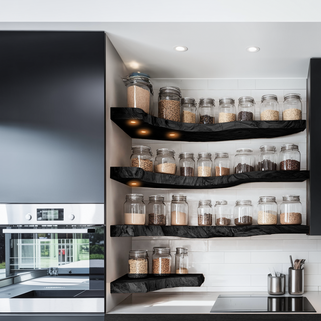 Rustic Handmade Spice Storage Rack For Kitchen Wall