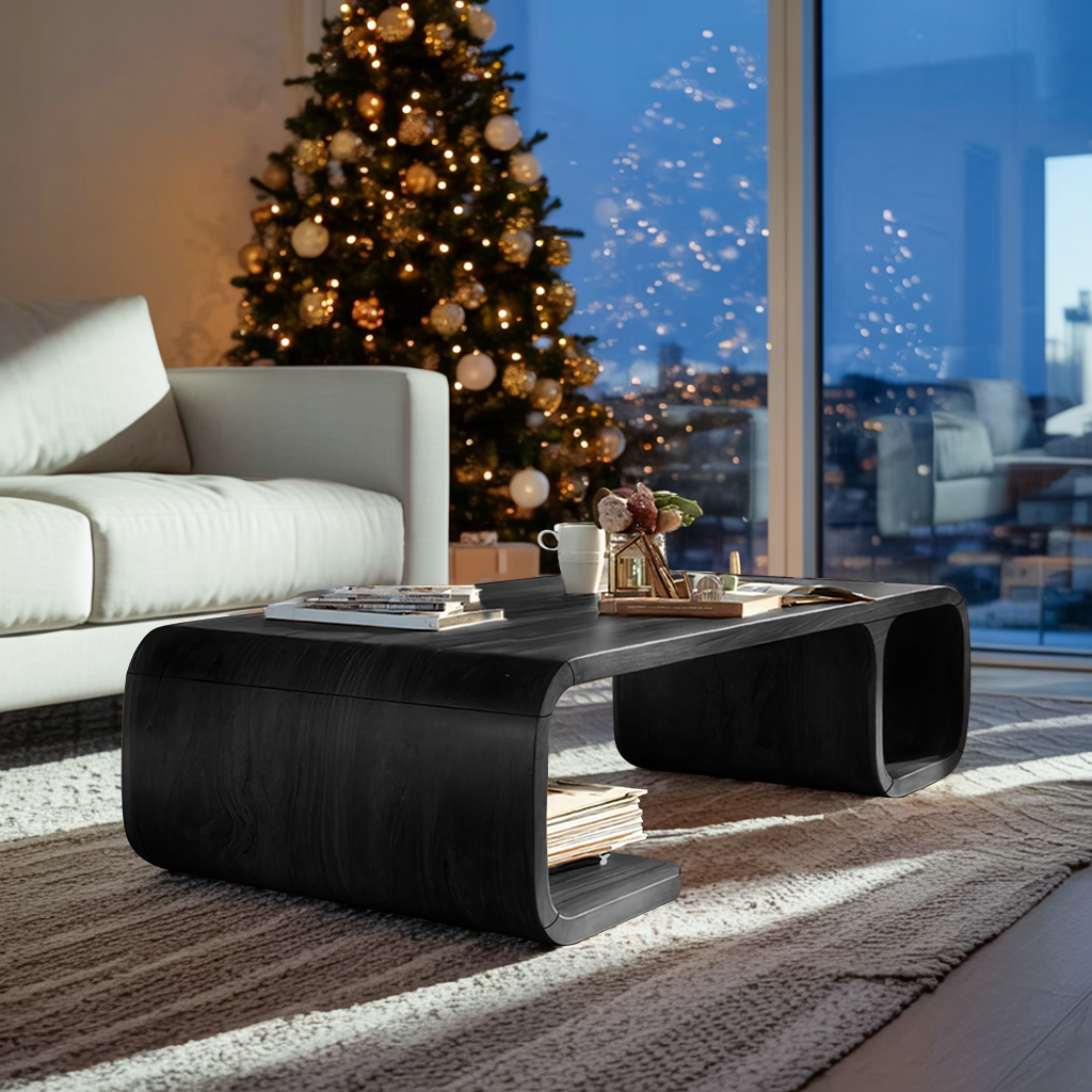 Modern Wooden Live Edge Coffee Table For Christmas Furniture Style