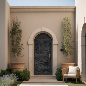 Modern Arched Front Door With Wave Pattern For Villa Or Architecture