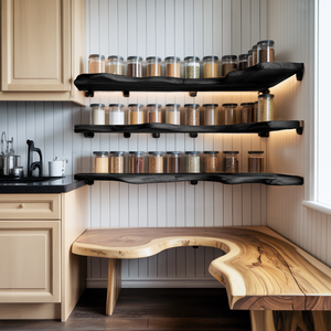 Farmhouse Wooden Spice Rack Shelf For Kitchen Decor