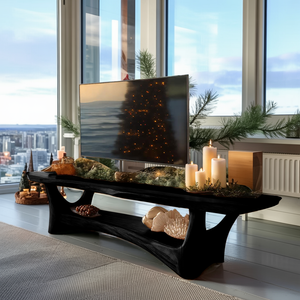 Farmhouse Solid Wood TV Console For Holiday Living Room Style