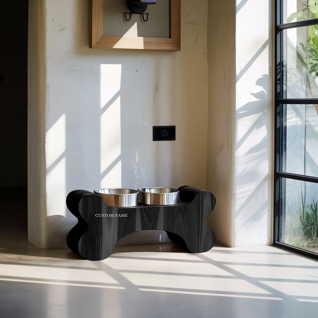 Farmhouse Wooden Dog Feeder For Food And Water