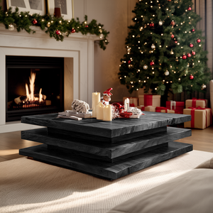 Rustic Wooden Live Edge Coffee Table For Christmas Living Room