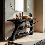 Mid Century Wooden Live Edge Bathroom Vanity For Stylish Home Furniture