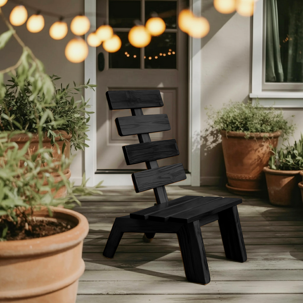 Modern Slatted Wood Outdoor Lounge Chair For Garden Or Patio