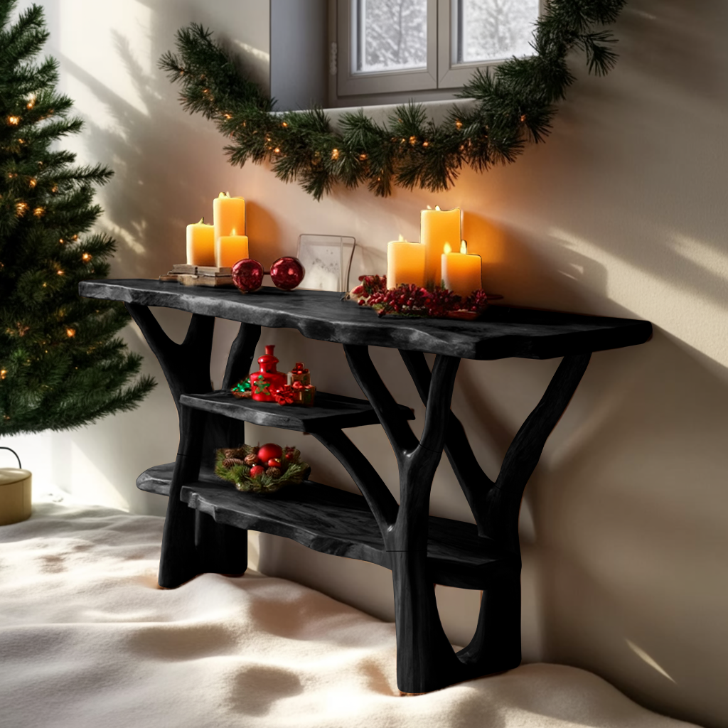 Handcrafted Solid Wood Console Table For Christmas Furniture Entryway Decor