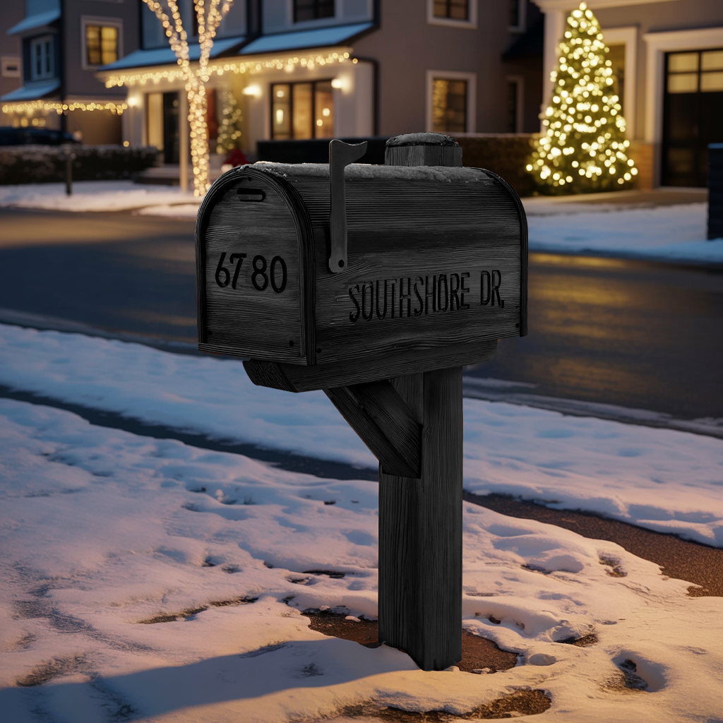 Modern Wooden Sculpture Mailbox For Outdoor Patio Rustic Design