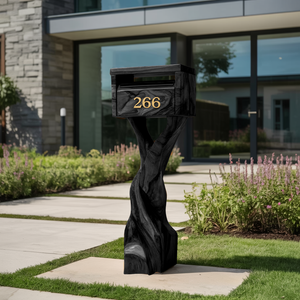 Farmhouse Wooden Sculpture Mailbox For Patio Rustic Garden Design