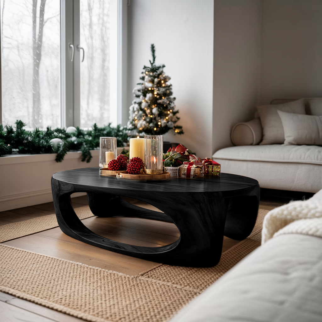 Farmhouse Solid Wood Low Coffee Table For Cozy Holiday Furniture