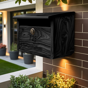 Modern Wooden Sculpture Mailbox For Outdoor Patio Rustic Furniture