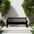 Contemporary Outdoor Wooden Bench With Curved Armrests For Garden Or Porch