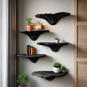 Handcrafted Live Edge Mushroom Shelf For Entryway Design