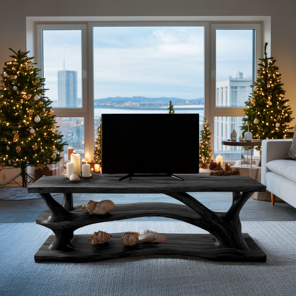 Modern Solid Wood TV Console For Winter Home Decoration