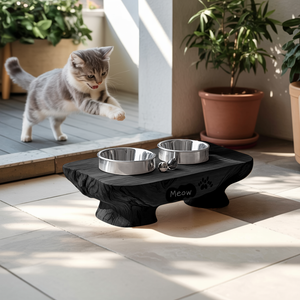 Rustic Dog Bowl Stand For Feeding In Kitchen Area