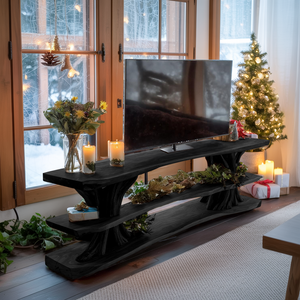 Modern Wooden Live Edge TV Console For Cozy Winter Living Room