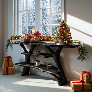Farmhouse Solid Wood Console Table For Seasonal Christmas Entryway Design