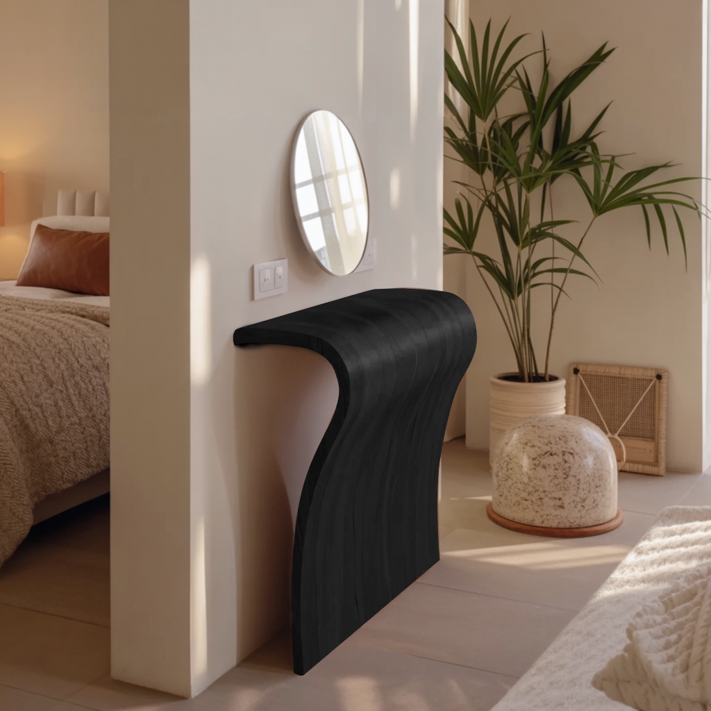 Modern Sculptural Curved Console Table For Entryway And Living Room