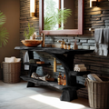 Mid Century Live Edge Tree Trunk Vanity For Modern Interior Bathroom Decor