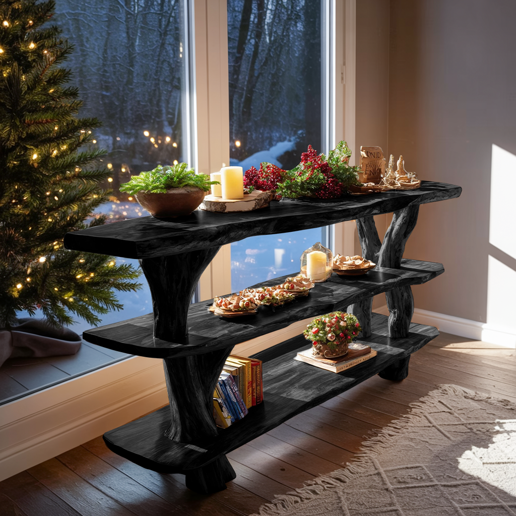 Mid Century Handcrafted Wooden Console Table For Holiday Home Decor