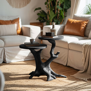 Handcrafted Round End Table Living Room Decor