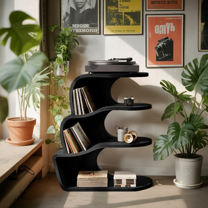 Farmhouse Wooden Record Player Cabinet For Entryway