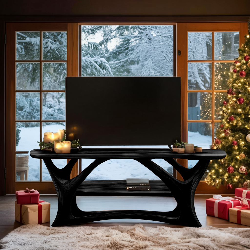 Farmhouse Live Edge TV Stand For Festive Living Room Decor