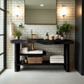 Handcrafted Wooden Storage Vanity For Bathroom Decor