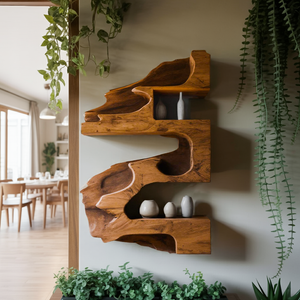 Artistic Wall Shelf With Organic Design For Living Room