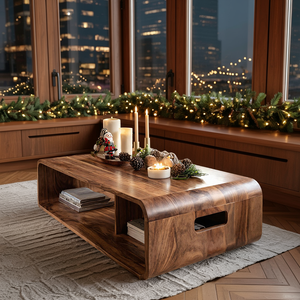 Farmhouse Live Edge Coffee Table For Holiday Entryway Design
