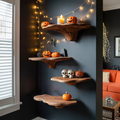 Farmhouse Wooden Mushroom Shelf Halloween Living Room Accent
