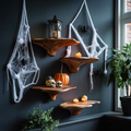 Modern Wooden Mushroom Shelf Halloween Furniture Decoration