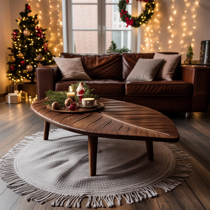 Mid Century Wooden Coffee Table For Christmas Living Room Decor