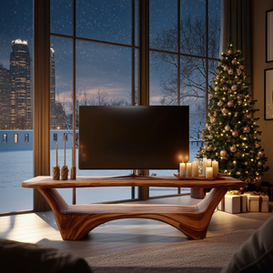 Modern Wooden Live Edge TV Console For Holiday Decor Ideas