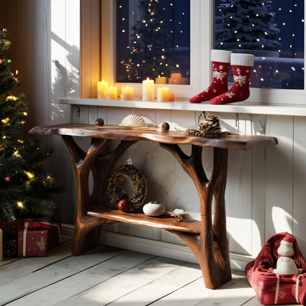 Modern Live Edge Entryway Table For Xmas Bedroom Seasonal Holiday Furniture