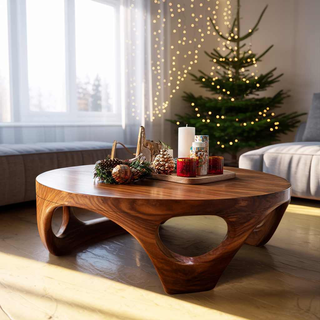 Rustic Wooden Coffee Table For Living Room Christmas Decoration