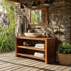 Farmhouse Wooden Vanity For Cozy Bathroom Spaces