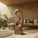 Rustic Solid Wood Abstract Statue For Interior Design