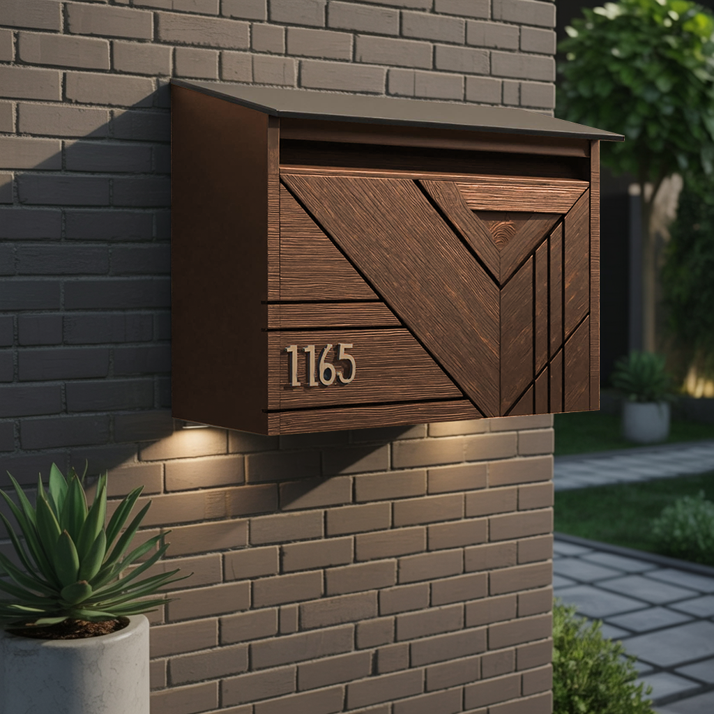 Farmhouse Wooden Sculpture Mailbox For Outdoor Patio Furniture Accent