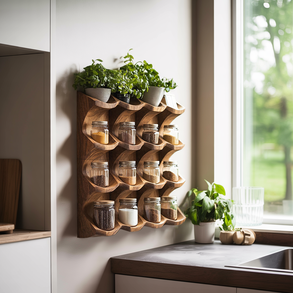 Wooden Kitchen Cabinet Organizer Rustic Style Decor