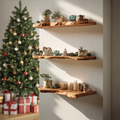 Handcrafted Solid Wood Floating Shelf For Living Room Xmas Decor