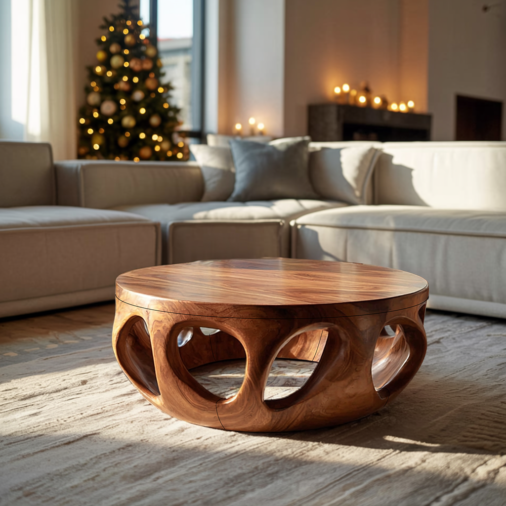 Mid Century Wooden Coffee Table For Living Room Christmas Decor