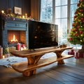 Farmhouse Wooden Live Edge TV Console For Winter Decor Style