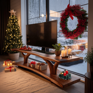 Farmhouse Live Edge Entryway TV Stand For Festive Home Style